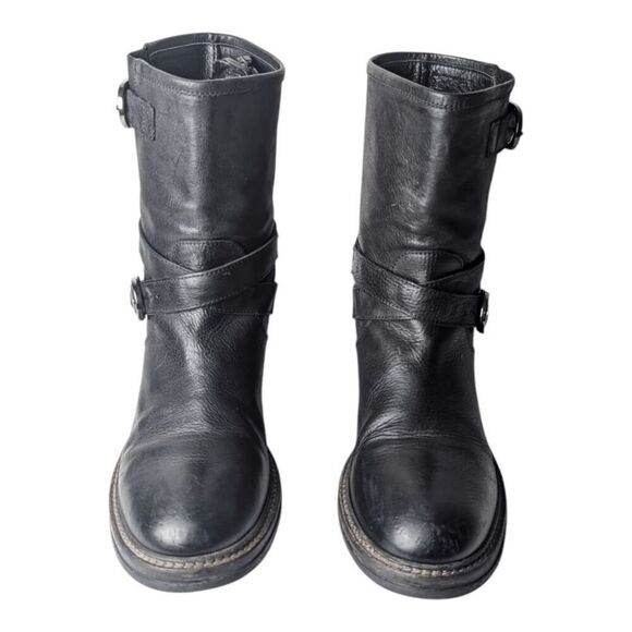 M. GEMI The Motore Pull On Black Leather Mid Calf Boot Size 38 - Picture 4 of 9